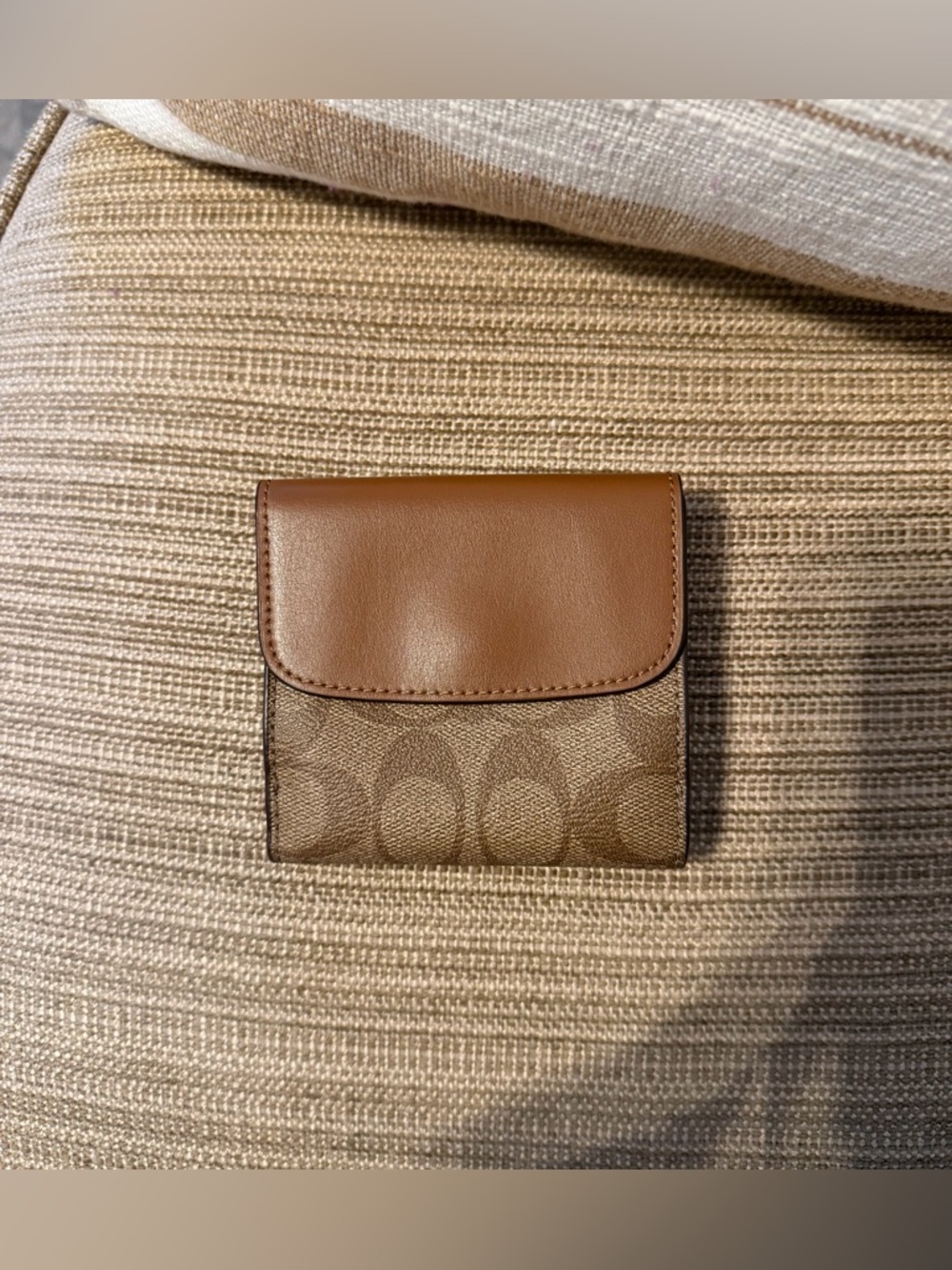 Coach Brown Leather and Canvas Compact Wallet - Picture 6 of 8